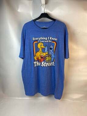 Sesame Street Everything I Know I Learned On The Street Blue Graphic T-Shirt